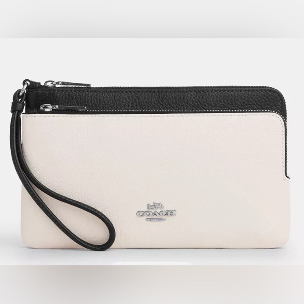 Coach - Double Zip Wallet in Blocked Signature Canvas (Chalk/Indigo) — NEW - Picture 5 of 5